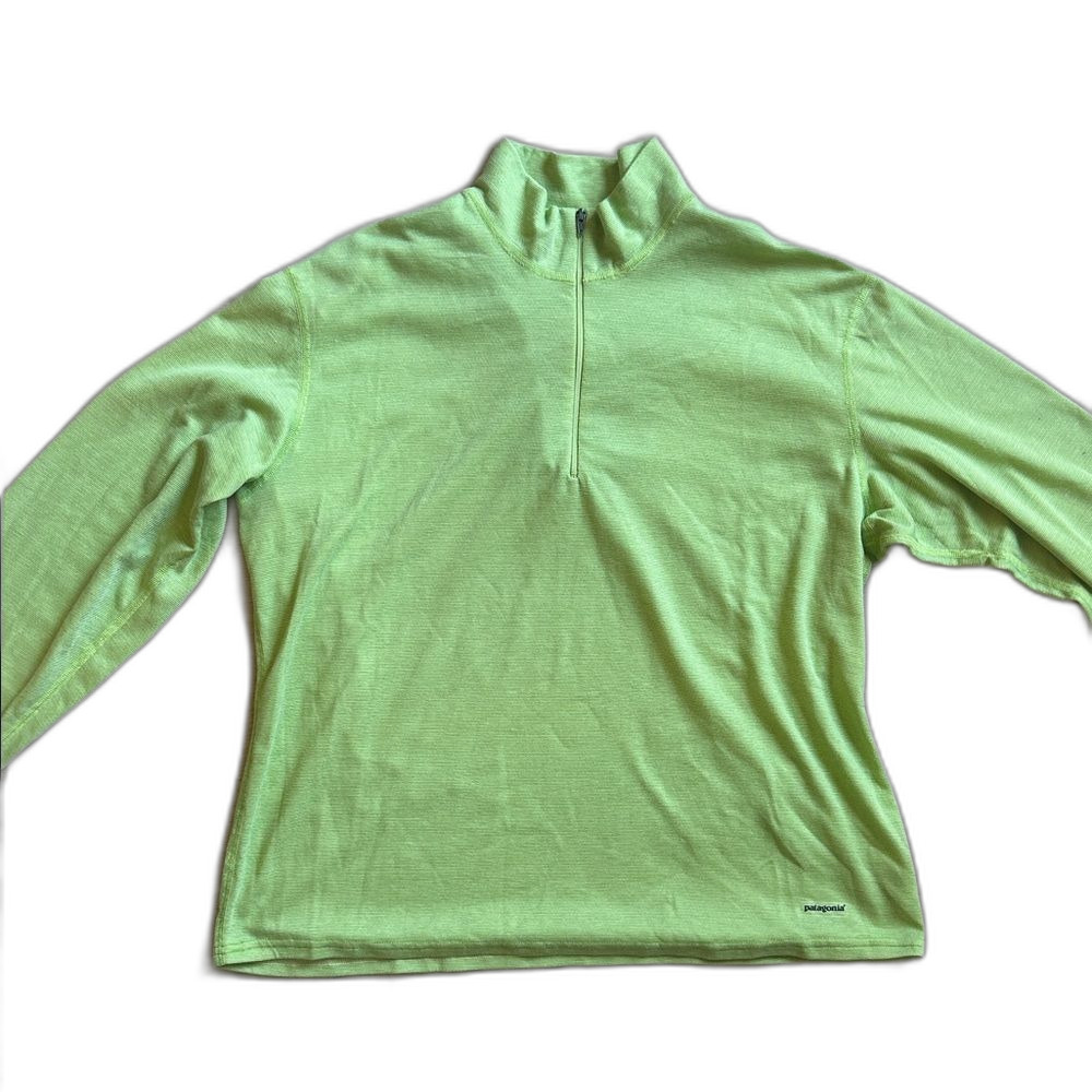 Patagonia Capilene Light Green Quarter Zip Pullover Baselayer Hiking Top